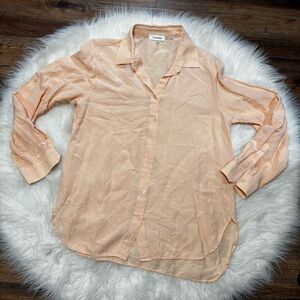 Calvin Klein Peach Linen Blend Button Up Short size Medium